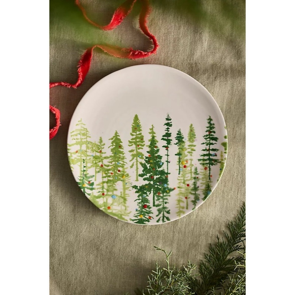 Holiday Forest Stoneware Cookie Platter